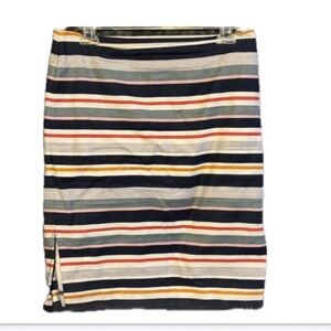 LOFT Striped Pencil Skirt in Navy, White, Pink & Mustard